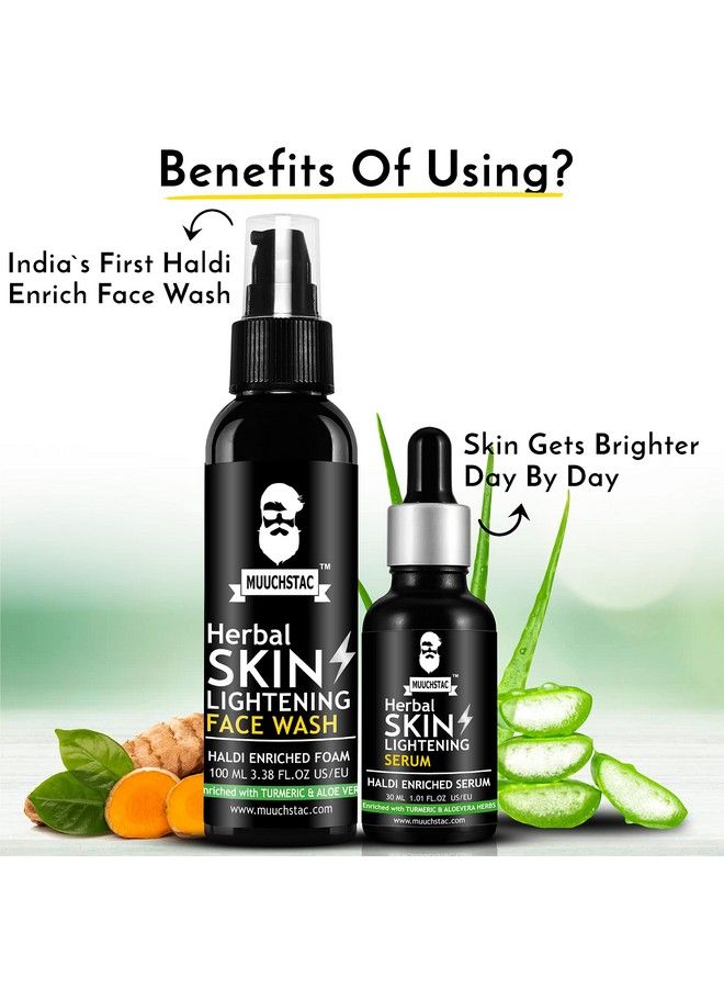 Skin Lightening Haldi (Turmeric) Foam Face Wash And Face Serum Daily Use Combo For Men Get Brighter And Clear Skin Suitable For All Skin Types