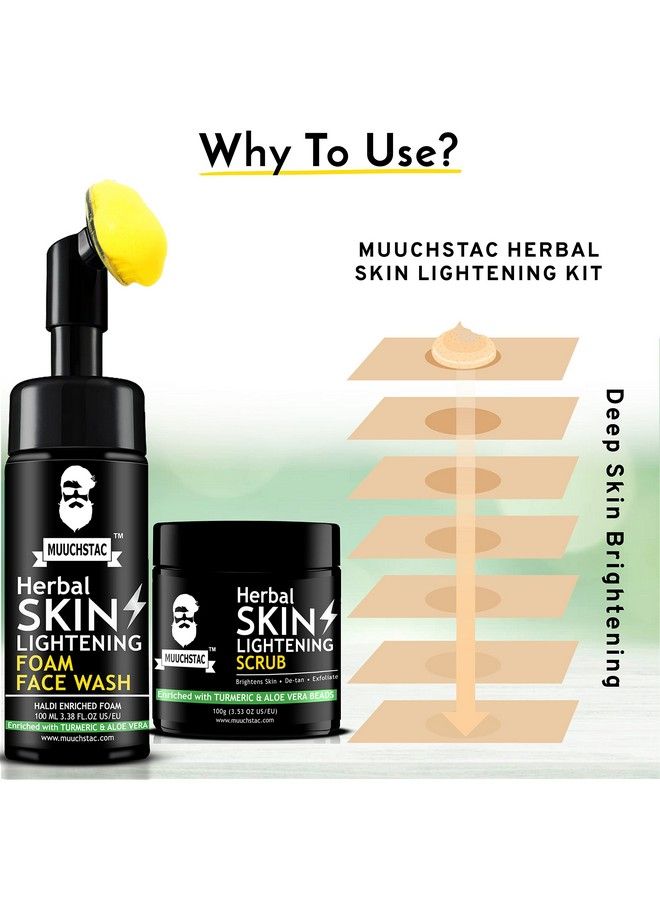 Muuchstac Skin Lightening Haldi (Turmeric) Foam Face Wash + Muuchstac Herbal Skin Lightening Scrub