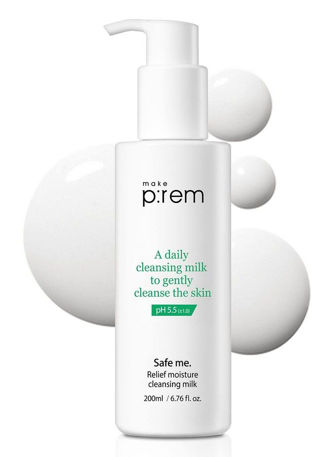 Makeprem Safe Me Relief Moisture Cleansing Milk 6.76 Fl Oz Subacid Ph 5.5 Mild Makeup Remover Gentle Milk Cleanser Dry Sensitive Acneprone Skin Moisturizing Age Defying No Chemicals Nonirritating