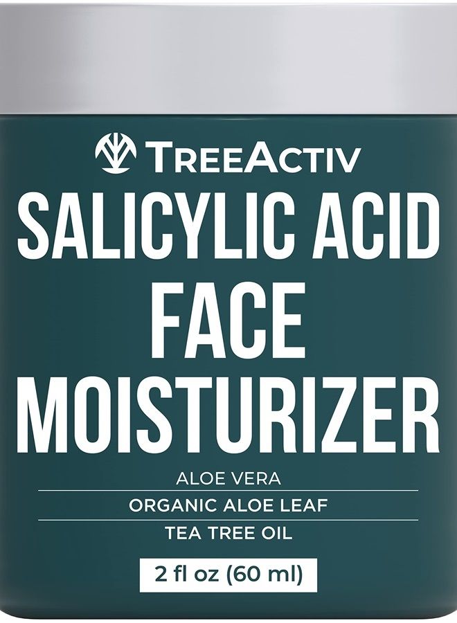 Salicylic Acid Face Moisturizer, 2 fl oz, Acne Treatment Face Cream for Oily Skin with and Tea Tree Oil, For Teens and Adults with Acne Prone Skin and Cystic Acne, 90 Day Supply