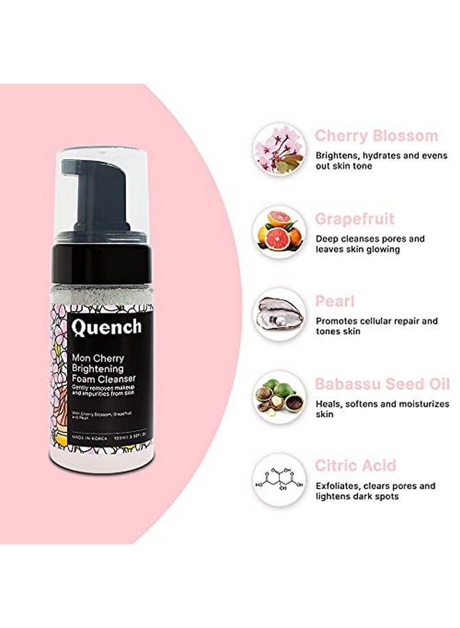 Mon Cherry Brightening Foam Cleanser ; Made In Korea ; 2In1 Face Wash And Oil Based Cleanser ; With Cherry Blossom Grapefruit Pearl Babassu Seed Oil And Citric Acid (100Ml)