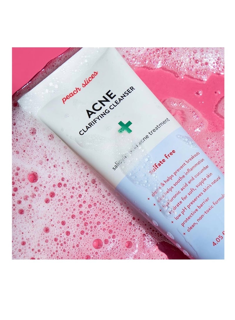 Acne Clarifying Cleanser Deep Cleans Prevents Salicylic Hyaluronic Acid Sulfate Free Hydrates Calms Skin Gentle Formula Face Wash