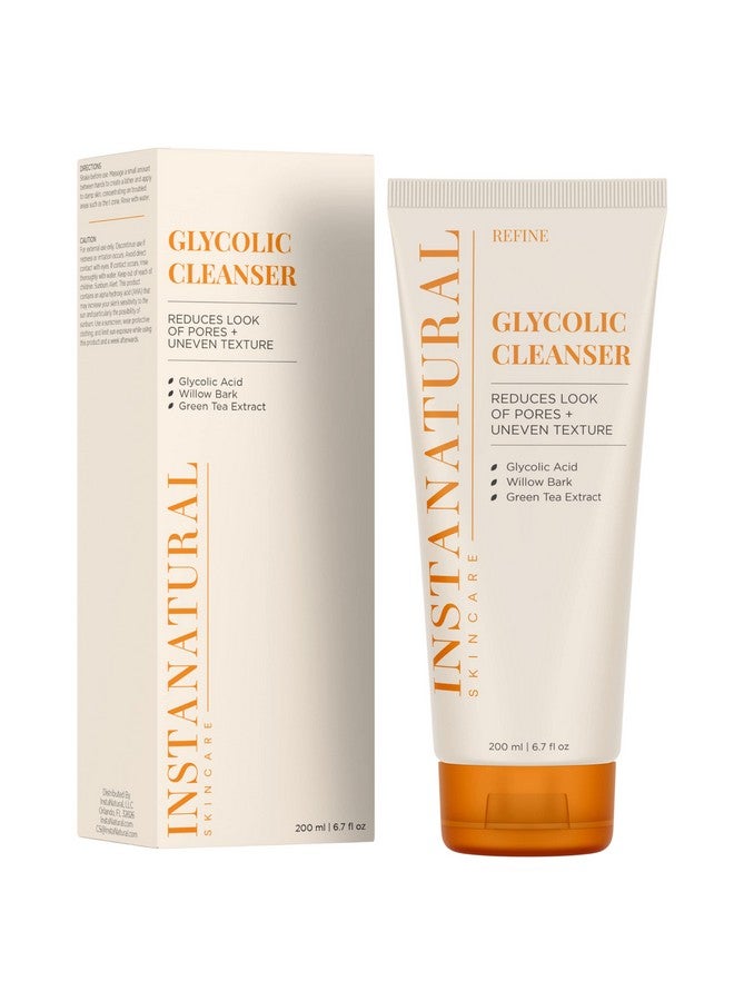 Nstanatural Glycolic Cleanser Face Wash Brightens Reduces The Look Of Pores And Uneven Texture Gently Exfoliates With Glycolic Acid And Cucumber Extract 6.7 Fl Oz