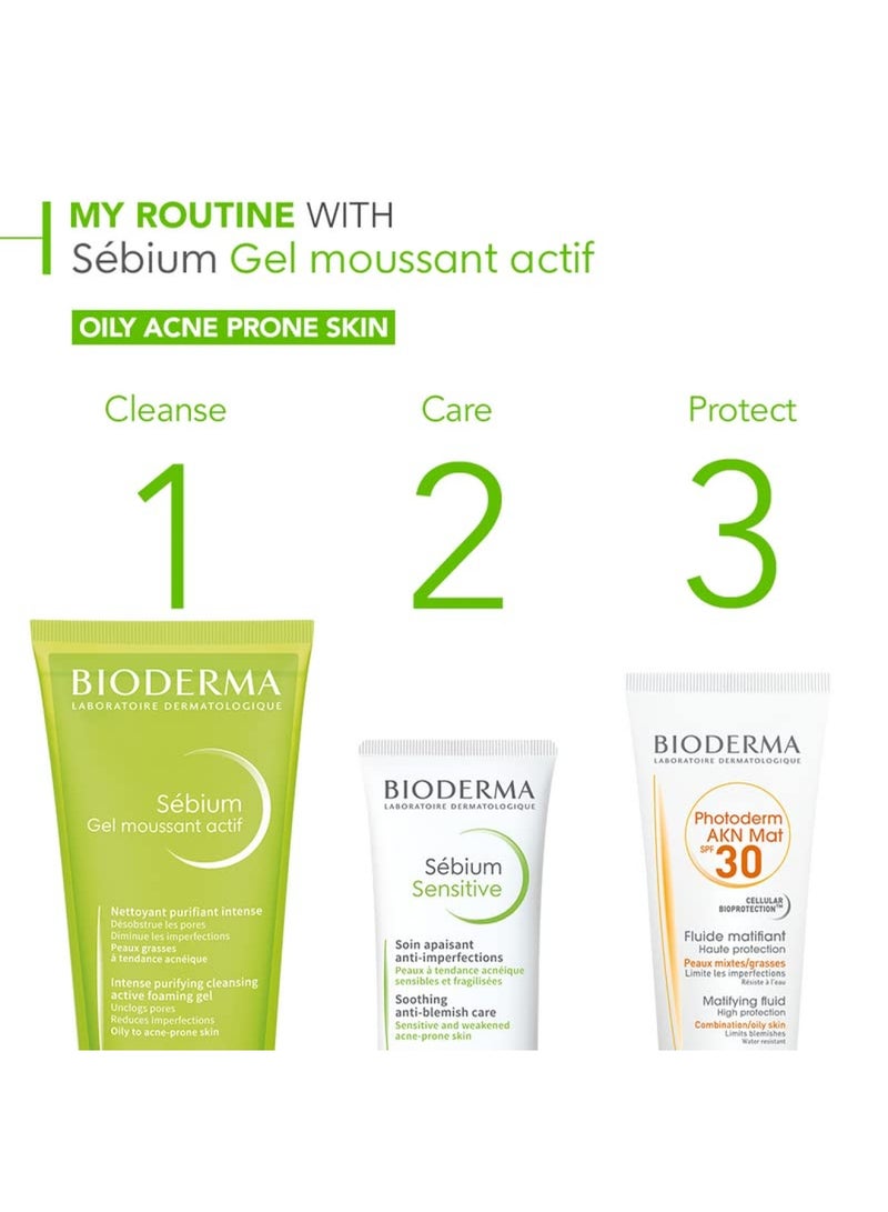 Sebium Gel Moussant Actif Intense Purifying Foaming Gel Oily To Acne-Prone Skin 200ml