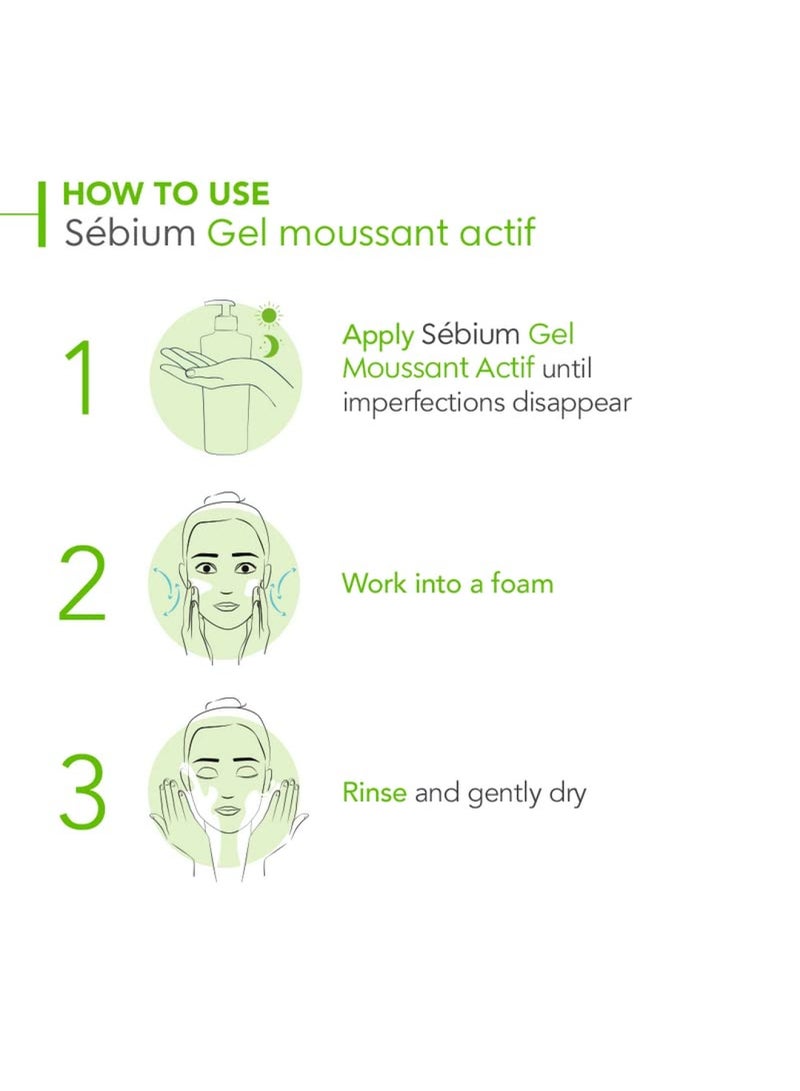 Sebium Gel Moussant Actif Intense Purifying Foaming Gel Oily To Acne-Prone Skin 200ml