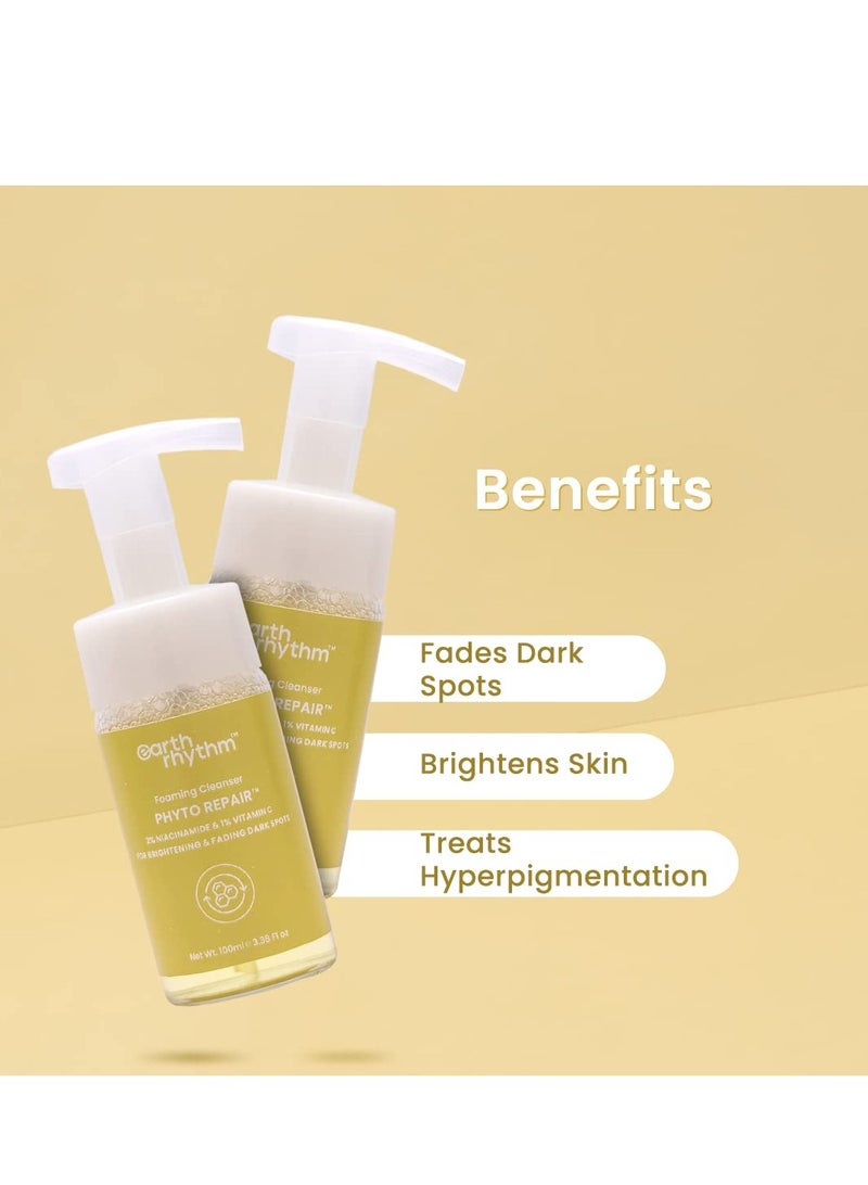 Earth Rhythm 2% Niacinamide Foaming Face Wash with 1% Vitamin C Brightens Skin 100ml