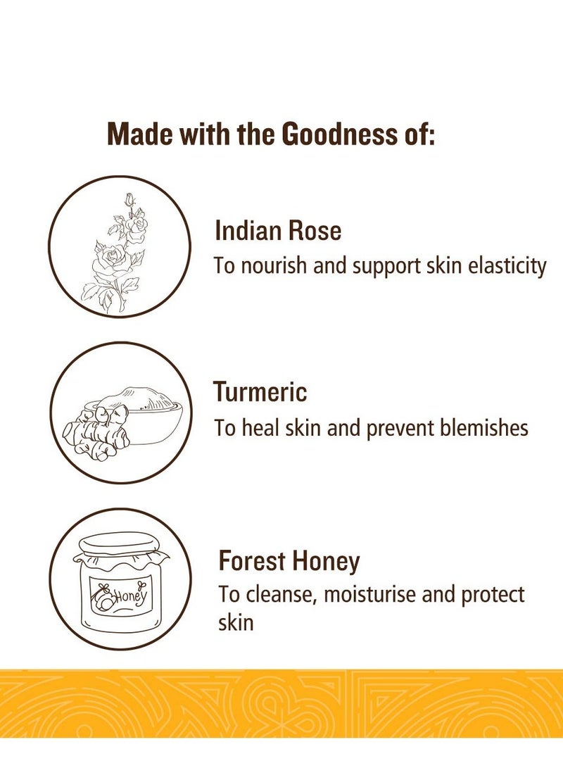 SoulTree Ayurvedic Indian Rose Face Wash With Turmeric Honey For Dry to Normal Skin Heals and Prevents Blemishes 120ml