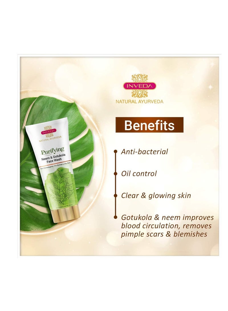 Inveda Purifying Neem Gotukola Face Wash for Removing Pimples Scar and Blemishes 100ml