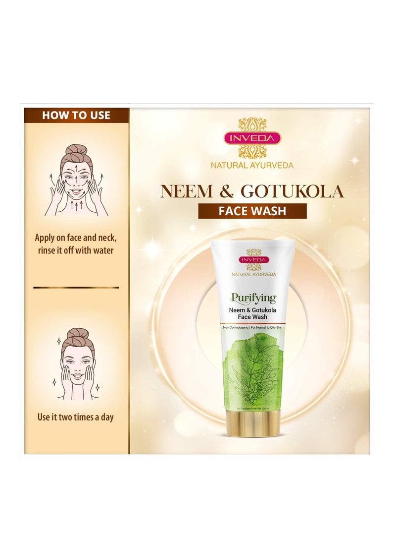 Inveda Purifying Neem Gotukola Face Wash for Removing Pimples Scar and Blemishes 100ml