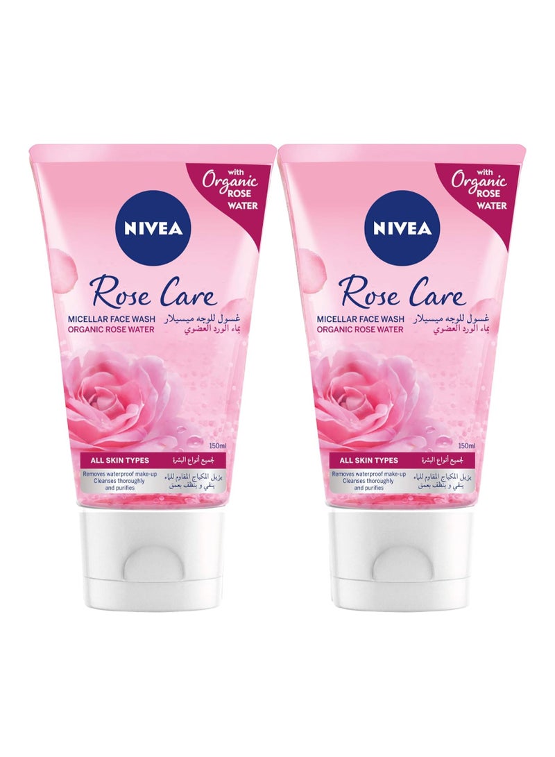 Face Wash Micellar Rose Care with Organic Rose All Skin Types 150ml Pack of 2