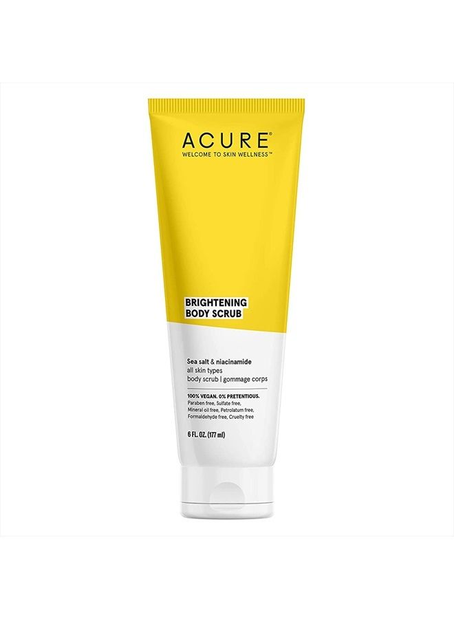 ACURE Brightening Body Scrub | 100% Vegan | For A Brighter Appearance | Sea Salt & Niacinamide (Vitamin B3) | Brightens & Rejuvenates | All Skin Types | 6 Fl Oz