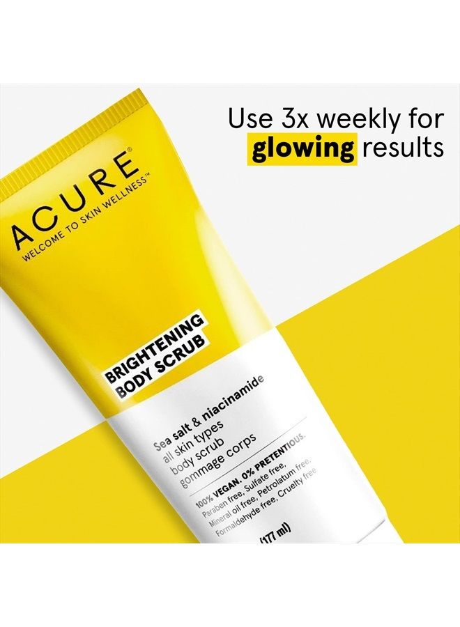 ACURE Brightening Body Scrub | 100% Vegan | For A Brighter Appearance | Sea Salt & Niacinamide (Vitamin B3) | Brightens & Rejuvenates | All Skin Types | 6 Fl Oz