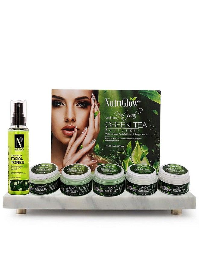 Combo Pack : Ultra Rich Green Tea Facial Kit (250 Gm) + Advanced Organics Green Apple Facial Toner (100 Ml) /Slacked Skin Tone/Tightens Pores