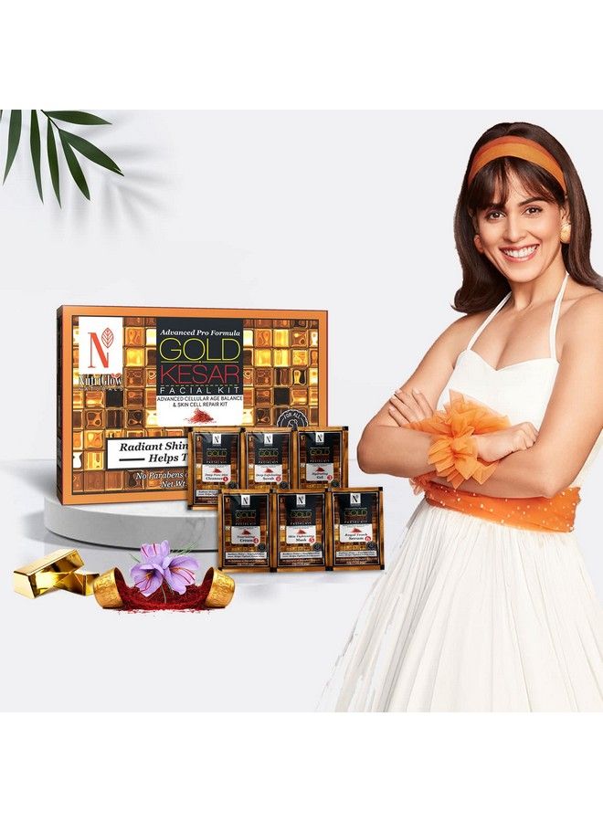 Natural'S Advanced Pro Formula Gold Kesar Facial Kit (60Gm) Aloe Vera Face Gel (100Gm) & Gold Kesar Face Wash (65Ml) For Helps Tighten Pores Helps To Removes Wrinkles Pack Of 3