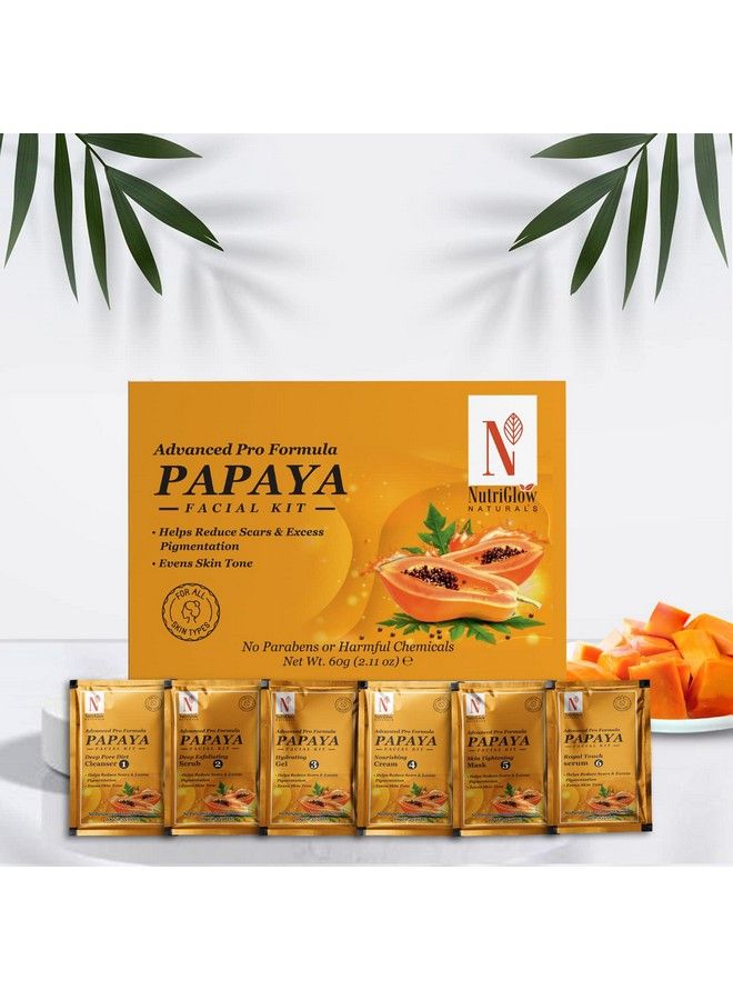 Papaya Facial Kit For Blemish Free And Fairer Skin Hydrated & Brightening Fresh Looking Skin All Skin Types No Parabens & Sulphates60Gm With 5 In 1 Face Masssager