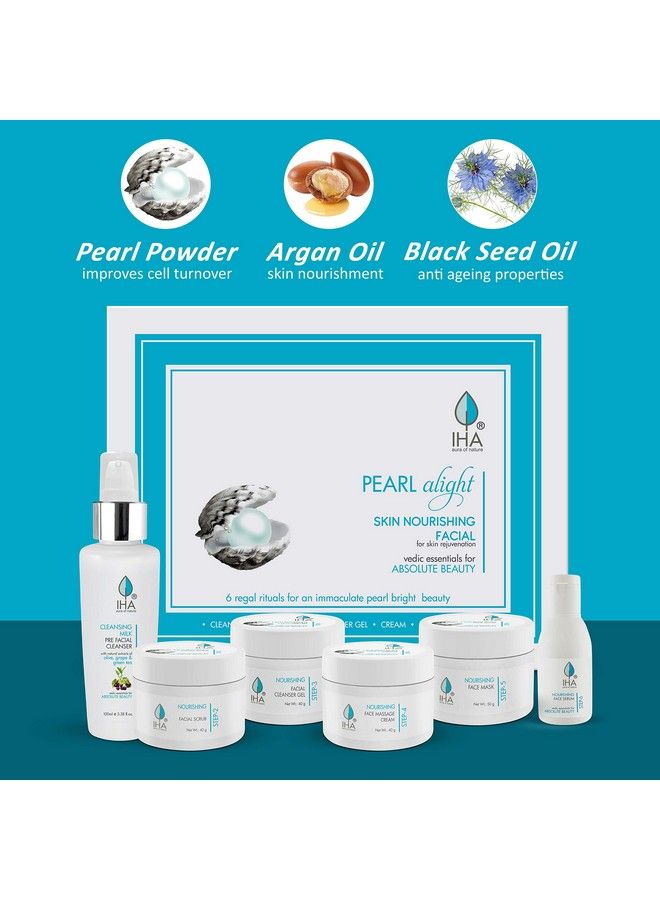 Pearl Alight Skin Nourishing Facial Kit Herbal Skin Lightening Big Facial Kit For Radiant And Glowing Skin Face Cleanup Kit For Normal To Dry Skin (Combo Of 6)