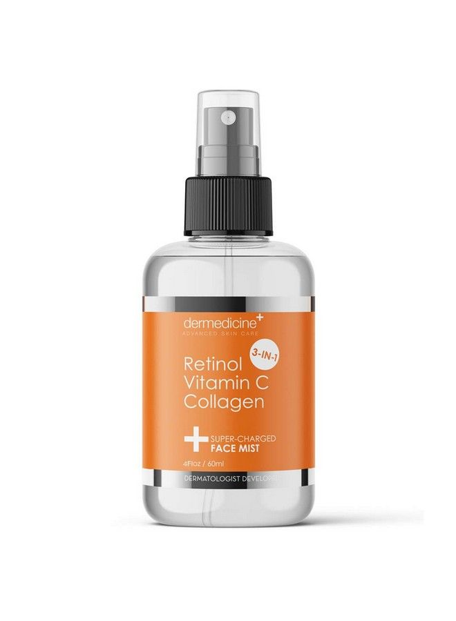 3 In 1 Supercharged Antiaging Face Mist W/Retinol Vitamin C + Collagen | Hydrates Refreshes & Brightens For A More Glowing Complexion | 4 Fl Oz 120 Ml