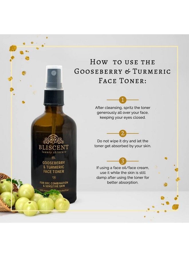 Luxury Skincare Gooseberry Turmeric Moisturizing Glowing Face Toner Pore Tightening For Dry Combination And Sensitive Skin 100 Ml