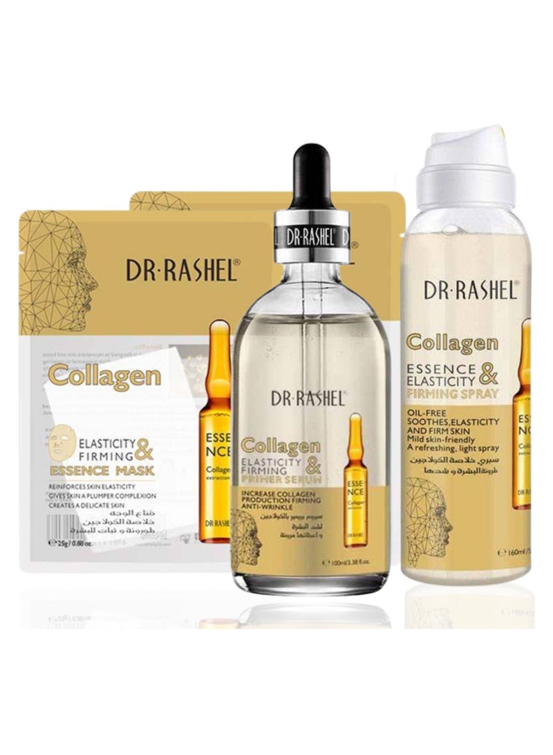 Collagen Skin Care Set- Composed 3Pcs (Firming Spray, Primer Serum And Essence Mask)- Boost Collagen- Elasticity And Firming- Anti-Wrinkle 710grams