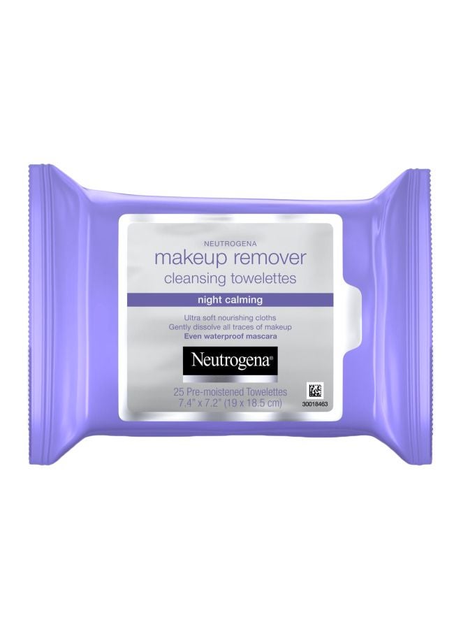 25-Piece Night Calming Makeup Remover Cleansing Towelettes 7.4 x 7.2inch