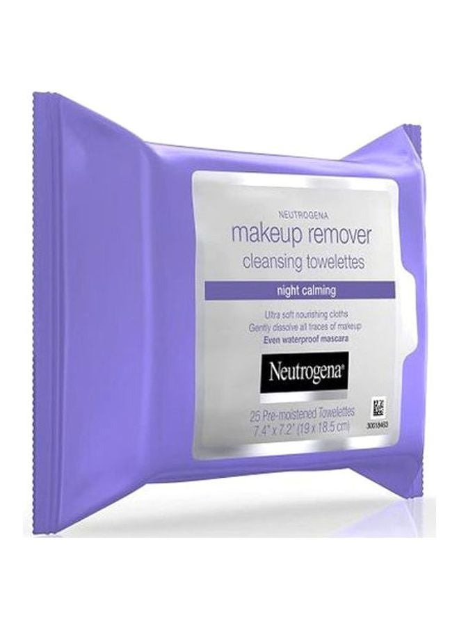 25-Piece Night Calming Makeup Remover Cleansing Towelettes 7.4 x 7.2inch