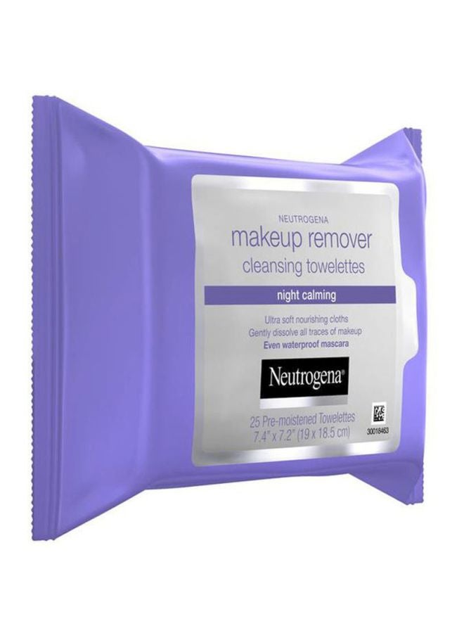 Night Calming Makeup Remover Cleansing Towelettes, 25 Count Purple