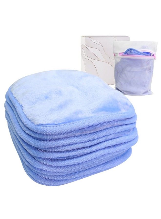 | Reusable Makeup Remover Cloth 6 X 6 In 12 Pack Microfiber Washable Facial Cleansing Towel For All Skin Types With Laundry Bag Natural Ecofriendly Makeup Remover Towel (Blue)