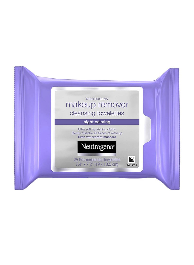 Pack Of 6 Night Calming Makeup Remover Cleansing Towelette White 7.4 x 7.2inch