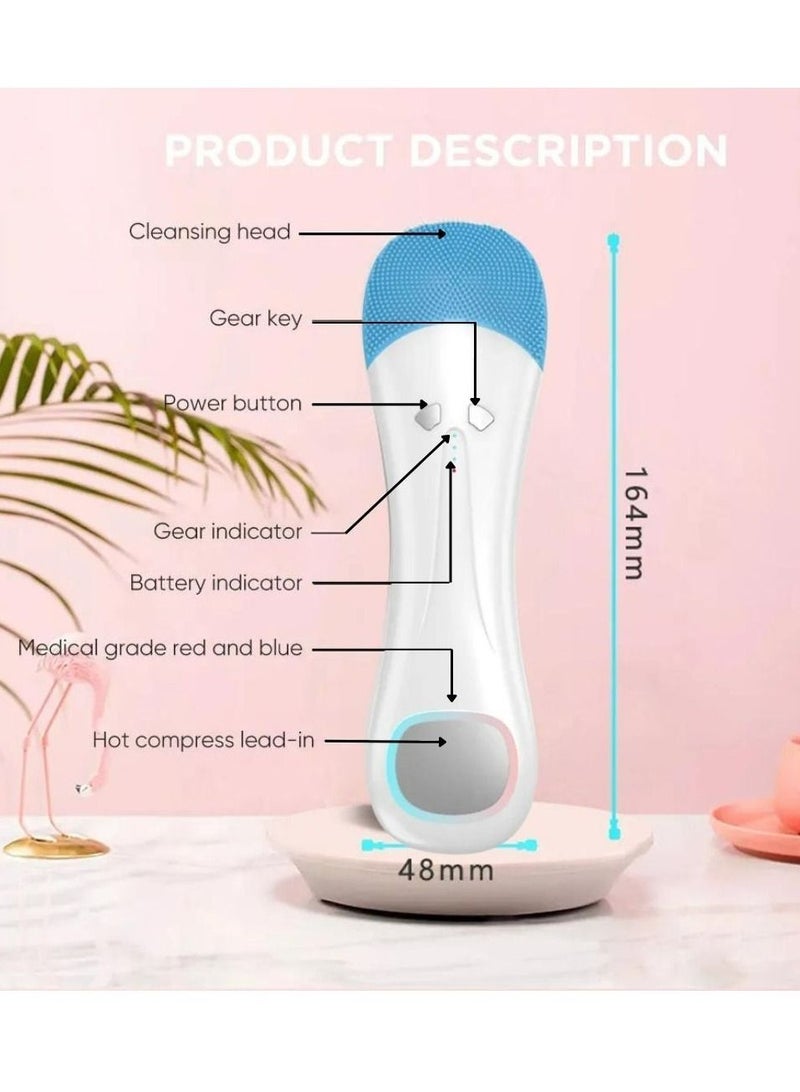 Facial Cleansing Brush Waterproof Electric Reachargeable Face Cleansing Brush Device for Deep Cleaning Gentle Skin Care Brush