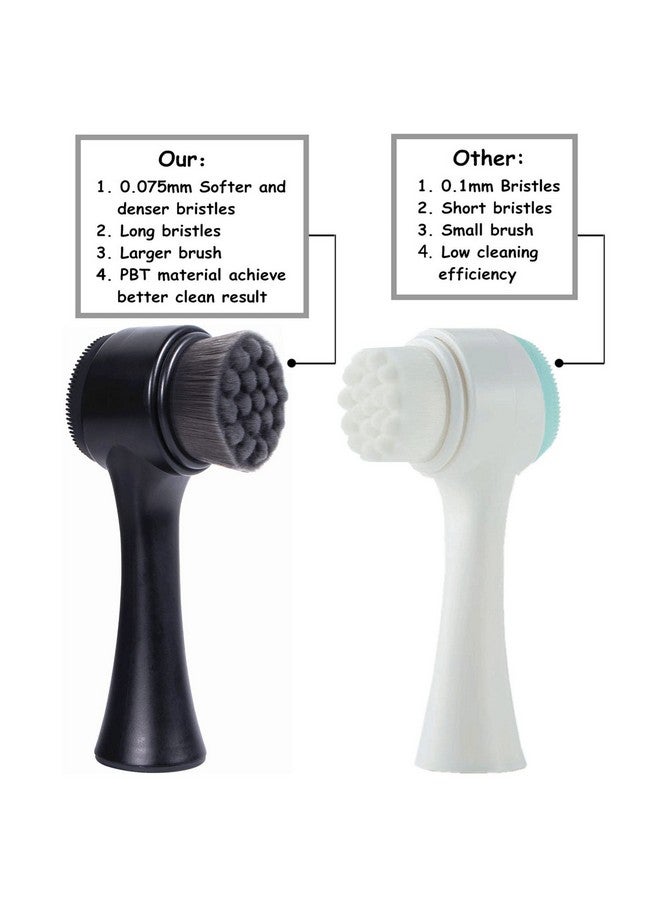 Face Brush 2 In 1 Facial Cleansing Exfoliating Brush With Ultra Fine Soft Bamboo Charcoal Fiber For Pore Deep Cleansing Silicone Double Side Face Wash Scrub Brush For Skin Care