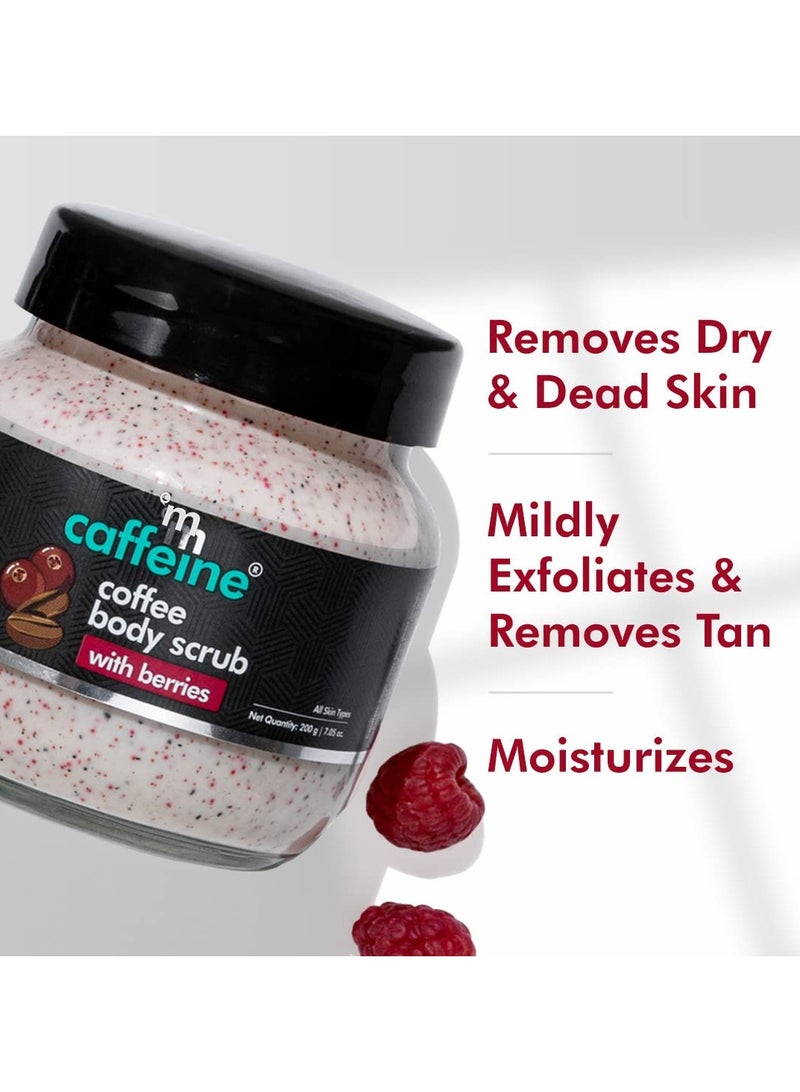 mCaffeine Berries and Coffee Body Scrub for Tan Removal Creamy Body Scrub for Dry Skin Exfoliating Scrub for Body for Women and Men - 200gm