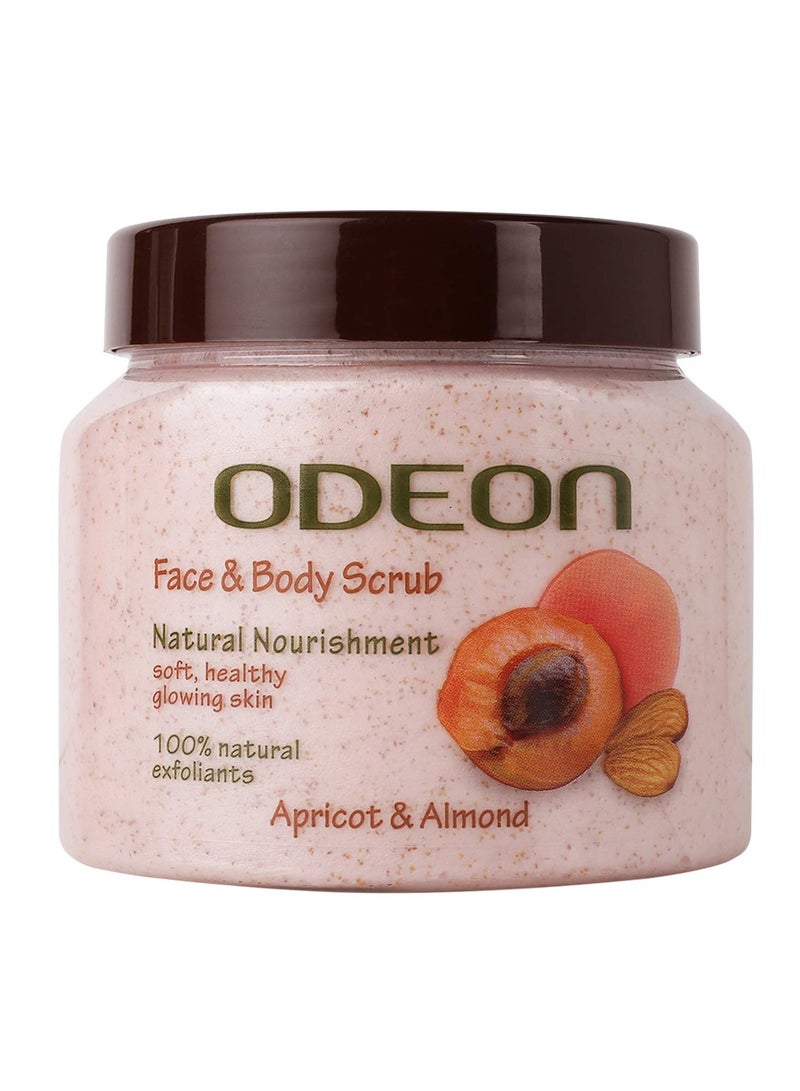 Odeon Apricot and Almond Body Scrub (300ml) Exfoliating Body Scrub for Even and Glowing Skin Reduce Fine Lines Nutrient-Rich Almond Oil Scrub Gentle Exfoliating Face Scrub