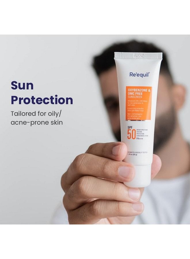 Oxybenzone and OMC Free Sunscreen For Oily, Sensitive & Acne Prone Skin, SPF 50 PA+++ - 50g