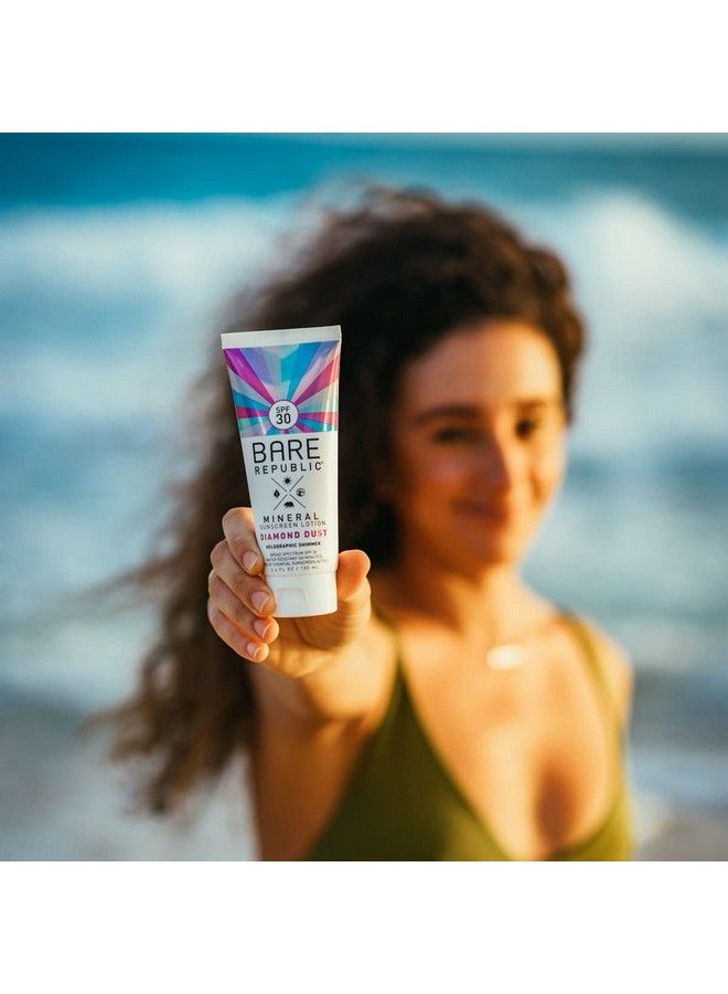 Diamond Dust Shimmer Mineral Sunscreen Spf 30 Sunblock Body Lotion Free Of Chemical Actives 3.4 Fl Oz