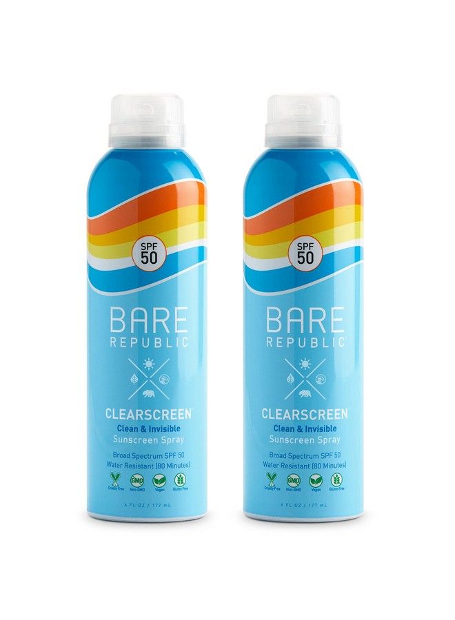 Clearscreen Sunscreen Spf 50 Sunblock Spray Water Resistant With An Invisible Finish 6 Fl Oz Each 2 Pack