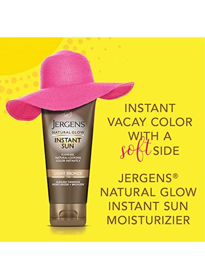 Jergens Natural Glow Instant Sun Sunless Tanning Moisturizer + Bronzer, Self Tanner, Light Bronze, For Natural-Looking Tan, 6 Ounce