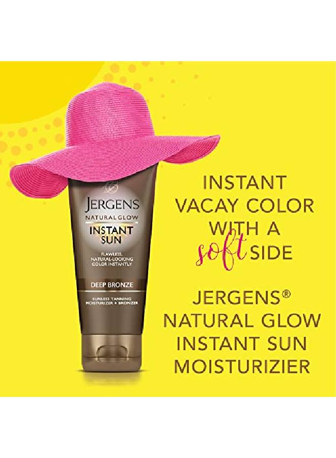 Natural Glow Instant Sun Self Tanner Lotion + Bronzer Sunless Tanning Deep Bronze For A Naturallooking Tan 6 Ounce