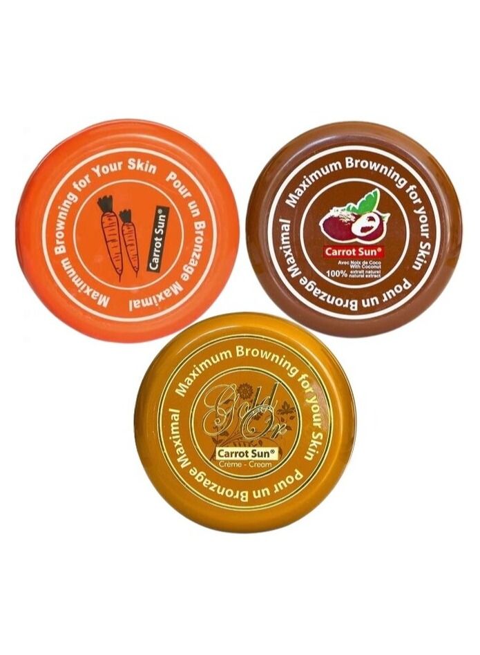 Carrot Sun Coconut Tan Cream 350ml, Gold Tan Cream 350ml and Carrot Tan Cream 350ml 3 Pieces