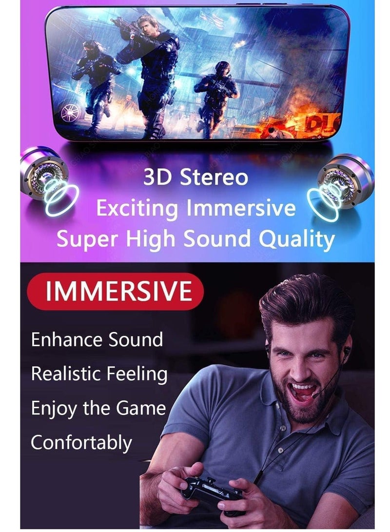 Wired Earbuds with Microphone, Battle Buds Gaming Dual Volume Control, Headset Mic, Earphones for Mobile Gaming, Switch, Xbox One, PS4, PS5, PC
