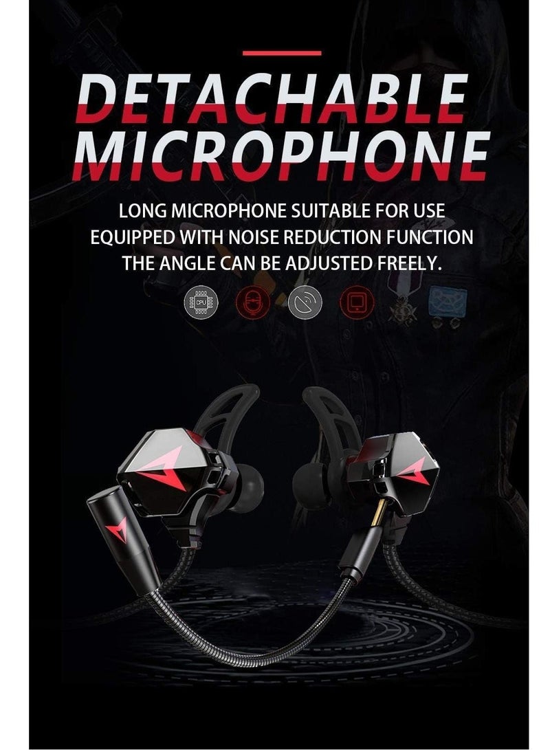 Wired Earbuds with Microphone, Battle Buds Gaming Dual Volume Control, Headset Mic, Earphones for Mobile Gaming, Switch, Xbox One, PS4, PS5, PC