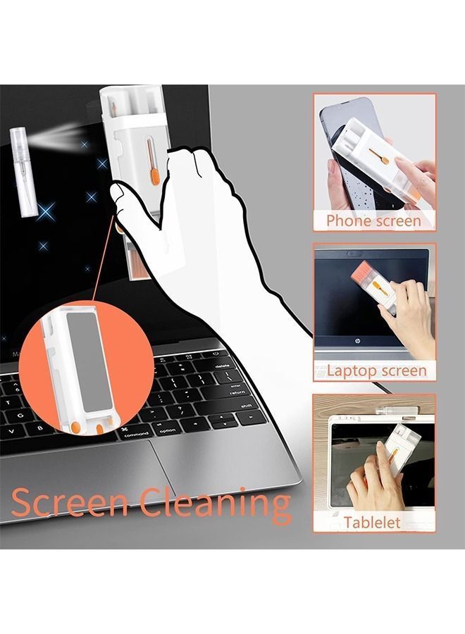 Laptop Cleaner Kit 8 in 1 Keyboard Cleaning Set Screen Swipe and Brush with Cell Phone Stand Earphone Pen for Airpod Key Puller Spray Bottle Computer/MacBook/Keyboard/iPad