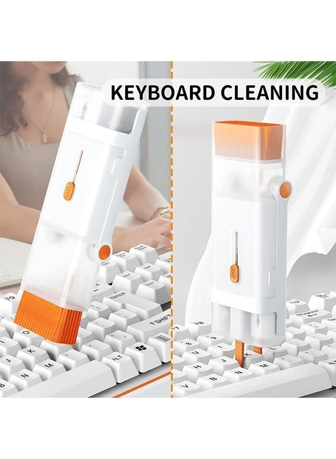 Laptop Cleaner Kit 8 in 1 Keyboard Cleaning Set Screen Swipe and Brush with Cell Phone Stand Earphone Pen for Airpod Key Puller Spray Bottle Computer/MacBook/Keyboard/iPad