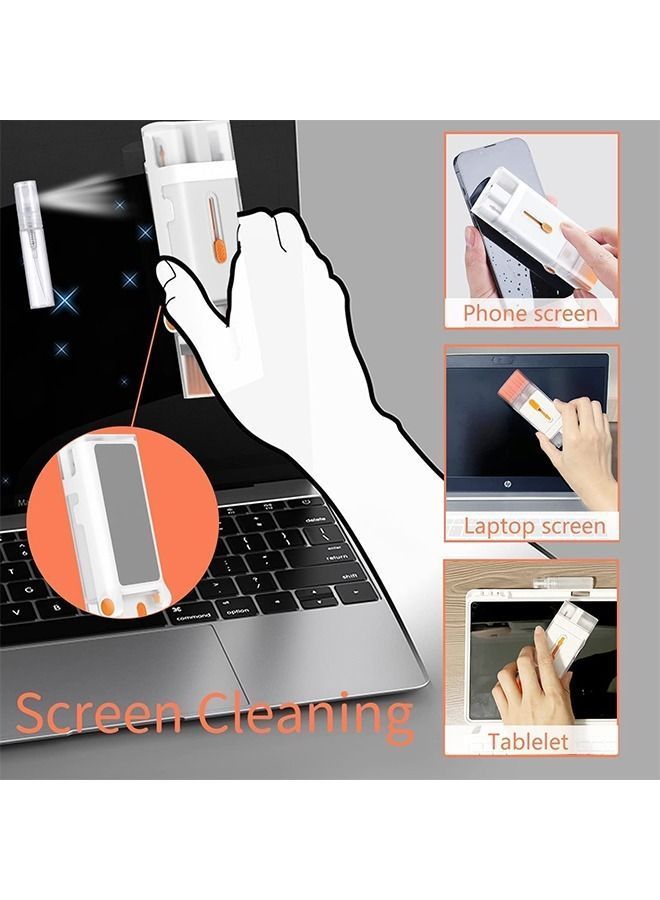 Laptop Cleaner Kit 8 in 1 Keyboard Cleaning Set Screen Swipe and Brush with Cell Phone Stand Earphone Pen for Airpod Key Puller Spray Bottle Computer/MacBook/Keyboard/iPad
