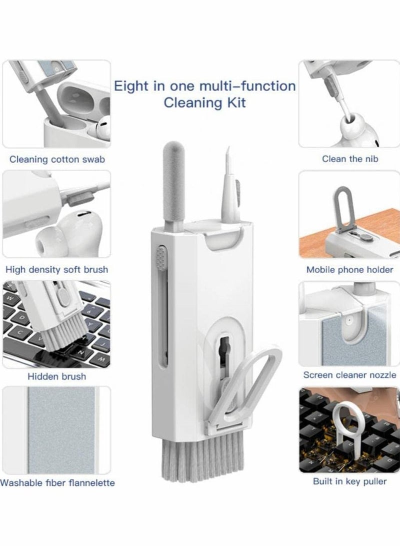 8 in 1 Electronic Cleaner Kit, Keyboard Kit with Brush, Multifunctional Cleaning Electronics Tool for Earphone, Keyboard, Laptop, Phone, PC Monitor (White)