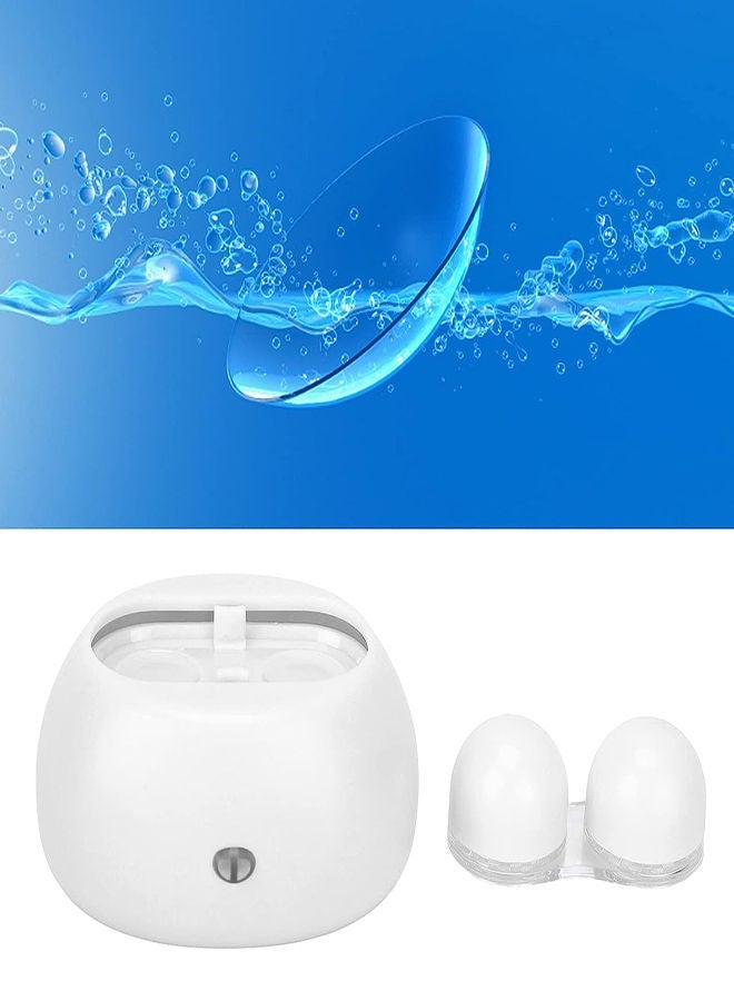Contact Lens Cleaner Exquisite Small Portable Travel Rapid Vibration Electric Automatic Machine for Soft Lenses Work Home Use (White)