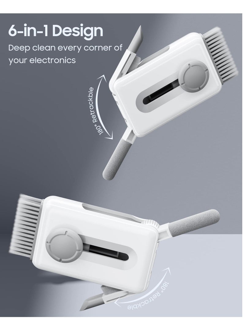 6-in-1 Keyboard Cleaner, Laptop Screen Electronic Cleaner Kit with Soft Brush Keycap Puller, for Airpod, Laptop, PC Monitor, TV, Earbud, Phone, Computer