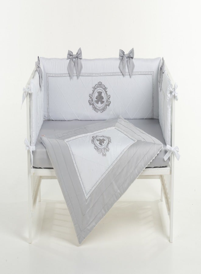 Newborn Bedding Set Grey Teddy - Grey With Bows - Soft, Cozy, Comfortable, Fitted Sheet-Baby's Nursery - Gender-Neutral Design - Perfect Gift for Baby Showers & New Parents