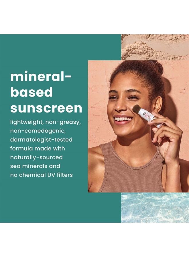 Mineral Powder Sunscreen Brush, SPF 30 | SPF Powder Sunscreen for Face, Brush On Sunscreen Powder for Face, Translucent Powder Sunscreen, SPF 30
