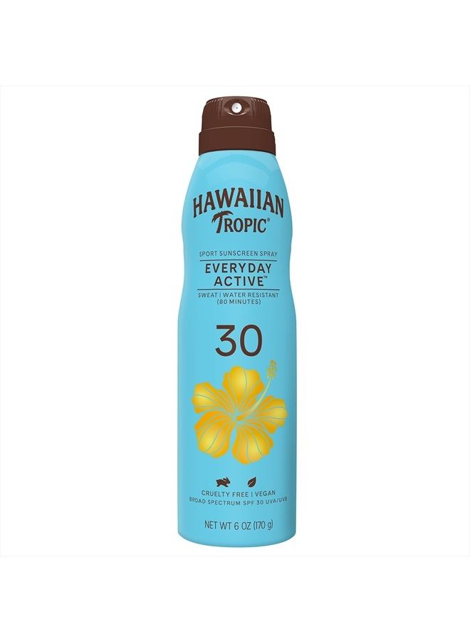 Everyday Active Clear Spray Sunscreen SPF 30, 6oz | Hawaiian Tropic Sunscreen SPF 30, Sunblock, Oxybenzone Free Sunscreen, Spray On Sunscreen, Body Sunscreen Spray SPF 30, 6oz