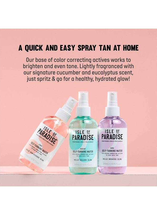Self Tanning Water, Medium (Golden Glow) - Color Correcting and Red Cancelling Self Tan Spray, Vegan and Cruelty Free, 6.76 Fl Oz